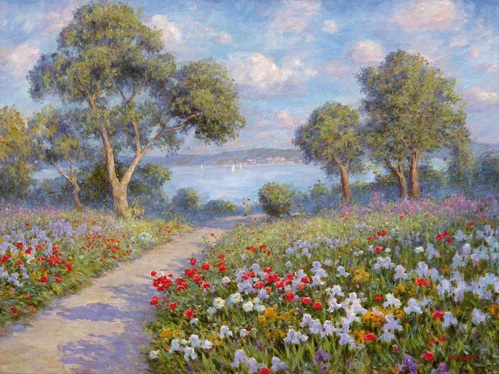 Oil painting for sale titled Path to the Sea by the artist Bi Wei Liang Tronolone