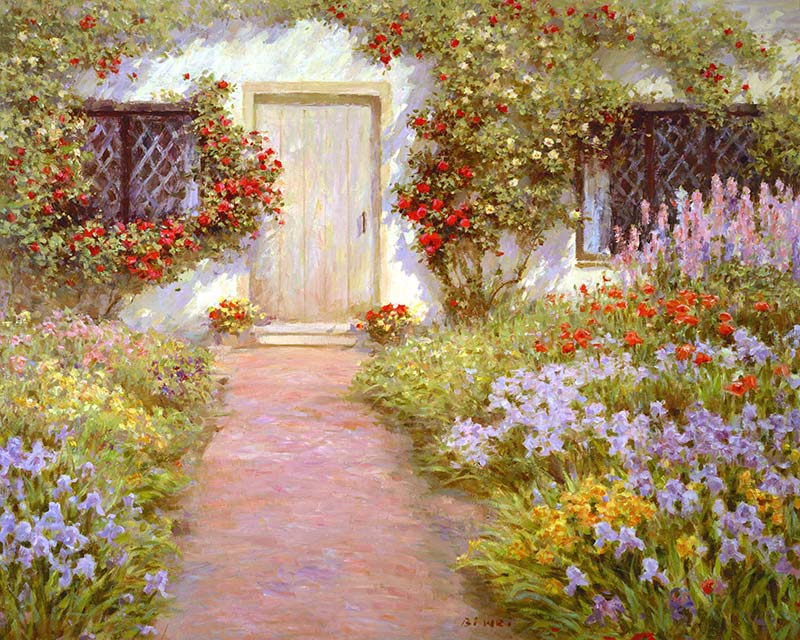 Canvas print, painting titled English Cottage by the artist Bi Wei Liang Tronolone
