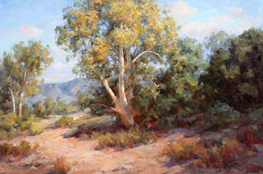 Oil painting for sale titled Sycamores of Southern California by the artist Bi Wei Liang Tronolone