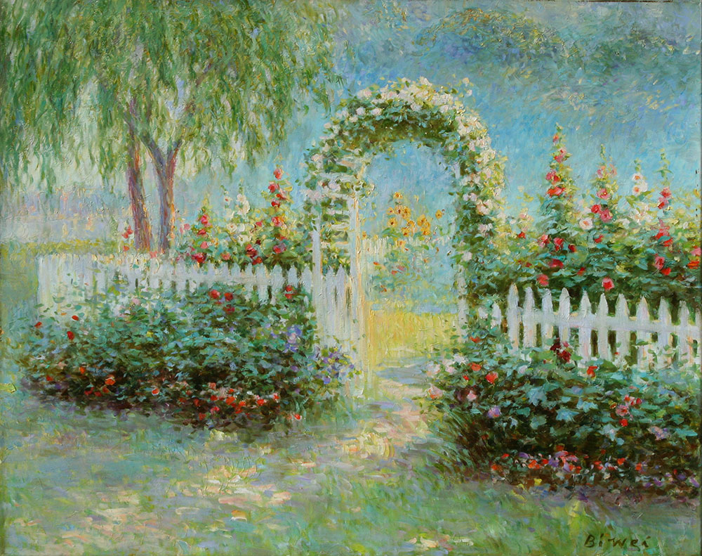 Oil painting for sale titled Arbor Garden by the artist Bi Wei Liang Tronolone