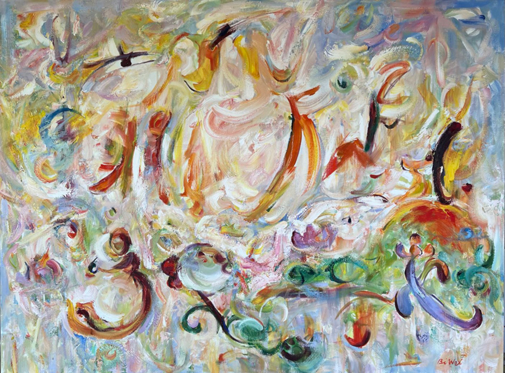 Oil painting for sale titled Dancing Flowers by the artist Bi Wei Liang Tronolone