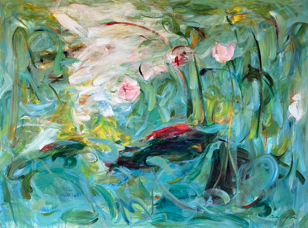 Oil painting for sale titled Lotus Pond Symphony by the artist Bi Wei Liang Tronolone