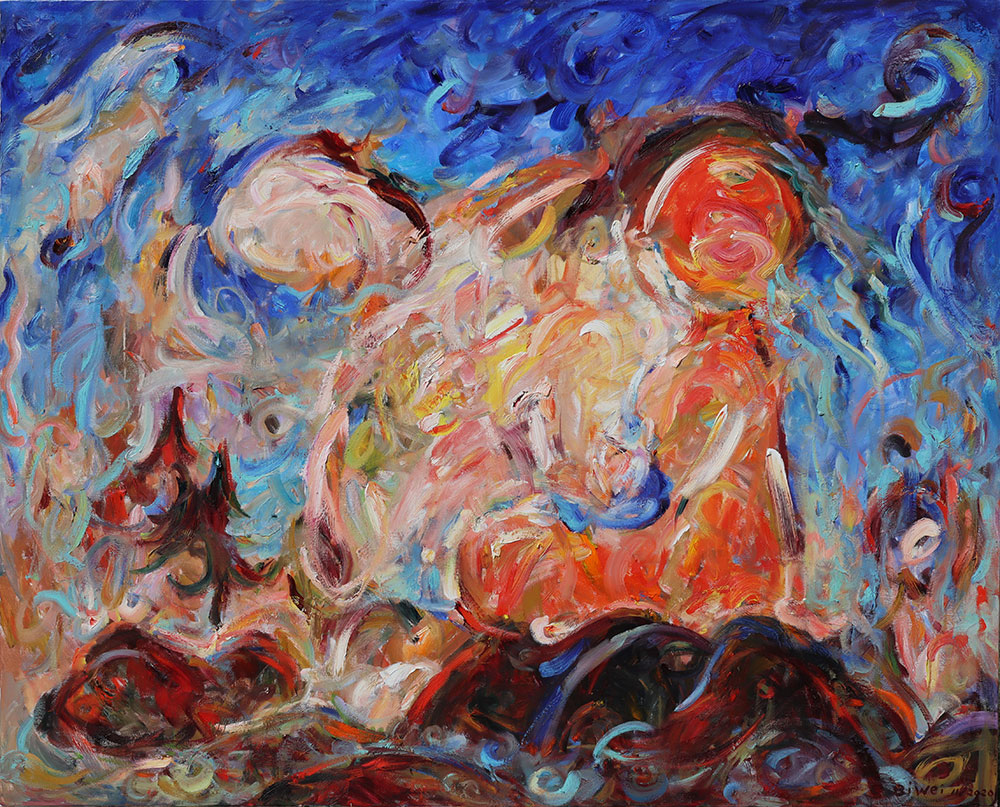 Oil painting titled I am from nature, I am nature by Bi Wei Liang Tronolone