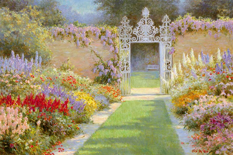 Canvas print, painting titled Garden Gate by the artist Bi Wei Liang Tronolone