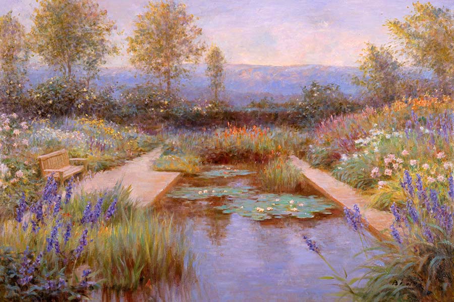 Canvas print, painting titled Summer Pond by the artist Bi Wei Liang Tronolone