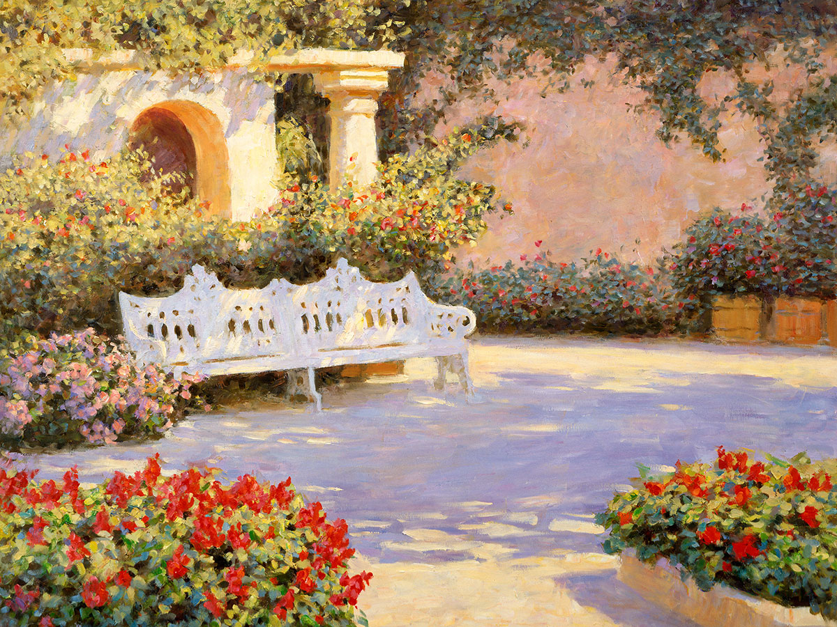 Poster Print, painting titled Sunlit Path by the artist Bi Wei Liang Tronolone